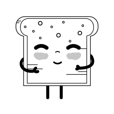 satır kawaii sevimli yumuşak ekmek beslenme vektör çizim