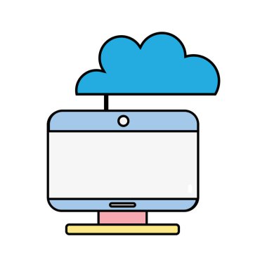 bilgisayar teknolojisi bulut veri merkezi vektör çizim ile