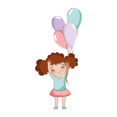 hballoons ve rahat kıyafet, vektör çizim ile güzel kız