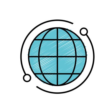 Global harita bağlantı dijital teknoloji vektör çizim