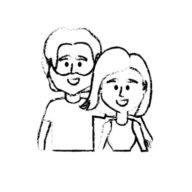 Şekil çift ile birlikte rahat kıyafetler vektör çizim tasarım