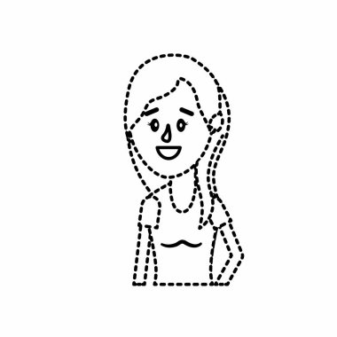 noktalı şekli kadın saç modeli ve bluz tasarım vektör çizim ile