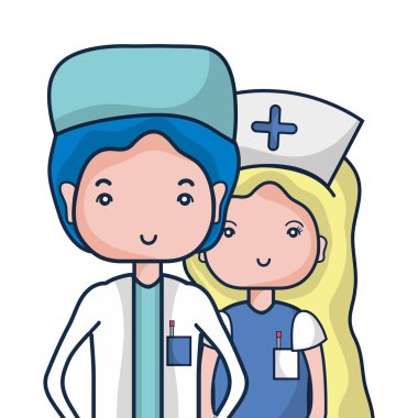 Doktor ve hemşire insanlar vektör çizim yardımcı olmak için