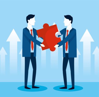 profesyonel işadamları ile strateji fikir vektör çizim puzzle