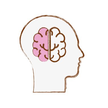 satır siluet kafa beynin içinde vektör çizim ile