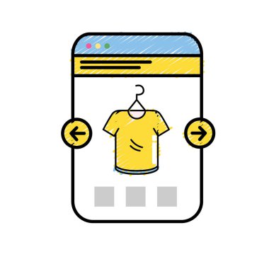 smartphone Web sitesi giyim online alışveriş illüstrasyon vektör