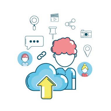 teknoloji sosyal medya genel bağlantı vektör çizim