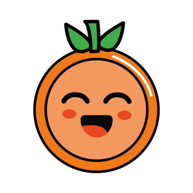 Kawaii güzel mutlu turuncu meyve, vektör çizim