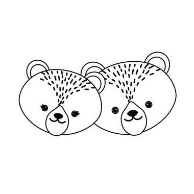 satır sevimli ayı hayvan çift birlikte vektör çizim kafa