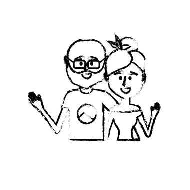 Şekil çift ile birlikte rahat kıyafetler vektör çizim tasarım