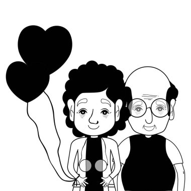 gözlük ve saç modeli ile kontur coupe yaşlılar illüstrasyon vektör