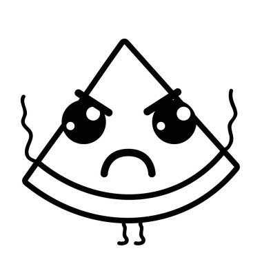 satır kawaii şirin kızgın dilim karpuz meyve vektör çizim