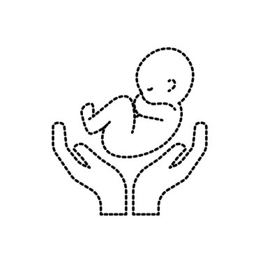 noktalı şekil bebek göbek kordonu ve yeni bir hayat illüstrasyon vektör