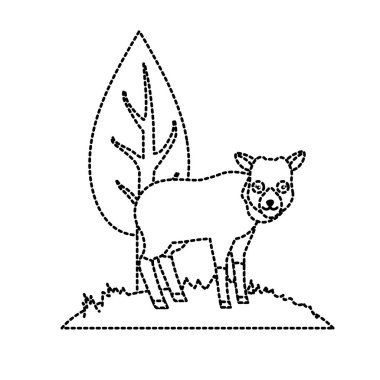 noktalı şekil sevimli geyik vahşi hayvan yanında ağaç vektör çizim