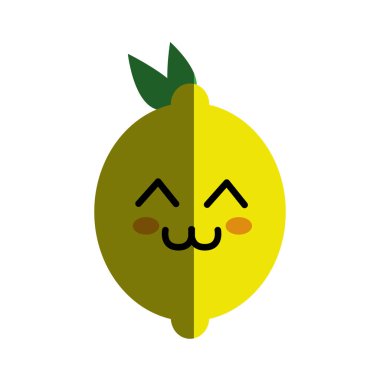 Kawaii güzel mutlu limon simgesi, vektör çizim