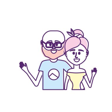 Çift birlikte rahat kıyafetler vektör çizim tasarım