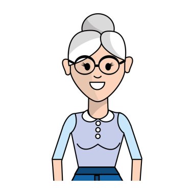 Yaşlı kadın saç modeli ve rahat bez, vektör çizim ile
