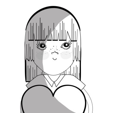 vektör çizim tasarım elinde kalp ile satır güzel kız