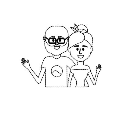 noktalı şekli çift ile birlikte rahat kıyafetler vektör çizim tasarım