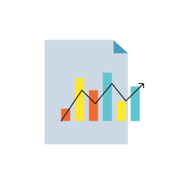 Belge İstatistikleri bar diyagramı ve vektör çizim büyüyen ok ile