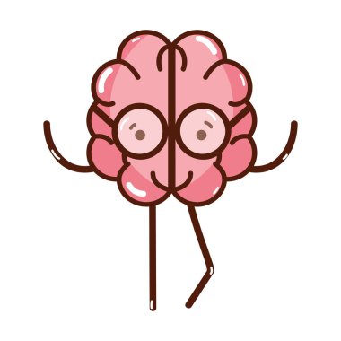 simge çok güzel kawaii beyin gözlüklü, vektör çizim