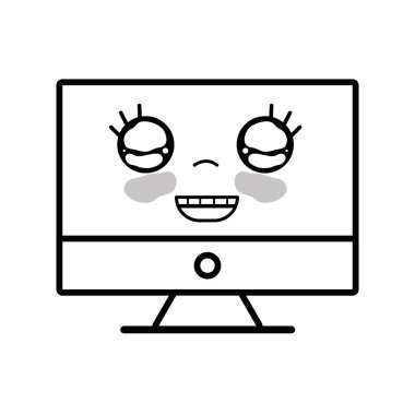 satır kawaii şirin mutlu bilgisayar teknoloji vektör çizim