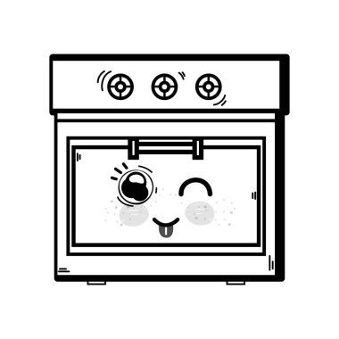 satır kawaii şirin komik fırın teknoloji vektör çizim