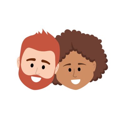 çift kafa ile birlikte saç modeli tasarım illüstrasyon vektör