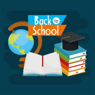 Defter ve global harita vektör çizim ile eğitim kitapları