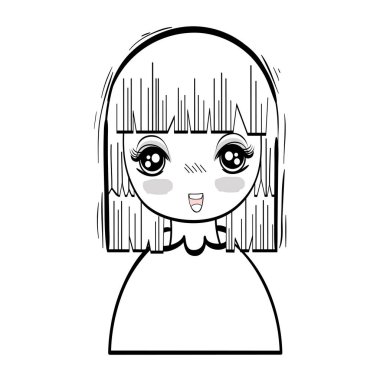 Anime güzel ihale kadın, vektör çizim tasarım