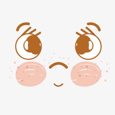 yanaklar ve ağız, vektör çizim ile Kawaii üzgün yüz
