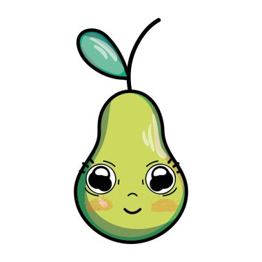 Kawaii şirin ihale armut meyve illüstrasyon vektör