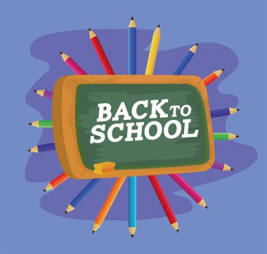 Eğitim yazı tahtası kalemleri renkler aksesuarlar ile vektör çizim