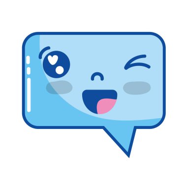 Kawaii şirin komik sohbet kabarcık vektör çizim