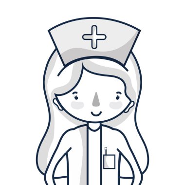 baş vektör çizim şapka ile profesyonel hemşire