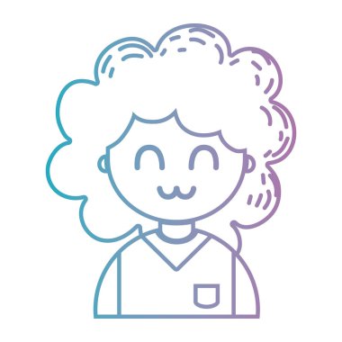 saç modeli ve tek tip kıyafet vektör çizim satırı güzel çocuk