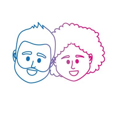 satır çift kafa ile birlikte saç modeli tasarım illüstrasyon vektör