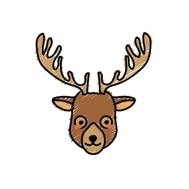 vahşi hayvan vektör çizim sevimli geyik baş