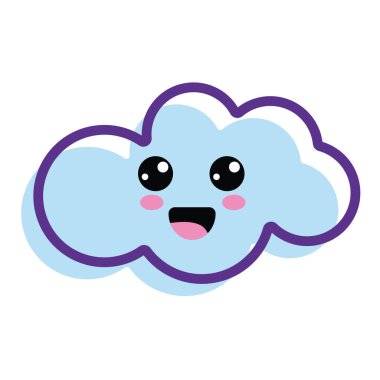 Kawaii mutlu bulut ağız ve yanakları, vektör çizim tasarım