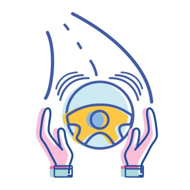 kişi yol vektör çizim içinde sürüş direksiyon eller