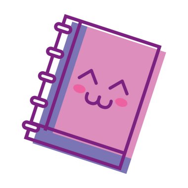 Kawaii şirin mutlu defter araç vektör çizim