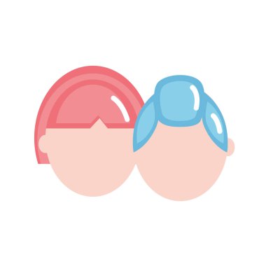 Sosyal clouple kafa saç modeli tasarımı ile illüstrasyon vektör