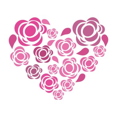 vektör çizim tasarım formu kalp dekorasyonda güzel çiçekler