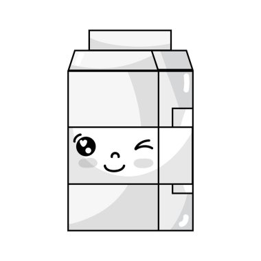 satır kawaii şirin komik süt kutusu vektör çizim