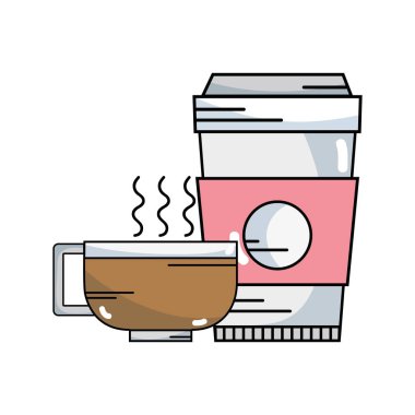 lezzetli kahve espresso plastik kap vektör çizim