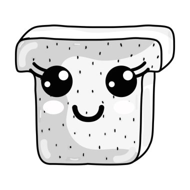 satır kawaii şirin mutlu doğranmış ekmek, vektör çizim tasarım