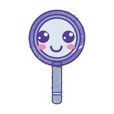 Kawaii şirin mutlu Büyüteç vektör çizim