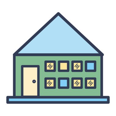 evin çatısı ve windows kapı vektör çizim ile