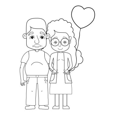 coupe yaşlılar gözlük ve saç modeli vektör çizim ile satır