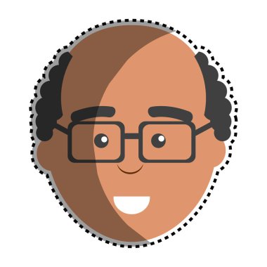 adam gözlük, vektör çizim kullanarak yüz ifadesi ile